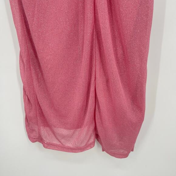 superdown | Bea Halter Maxi Dress in Pink Glitter Knit Ruched Halter S - Picture 12 of 14